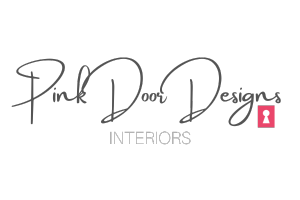 Logo of Pink Door Designs featuring elegant lettering and a small pink keyhole icon.